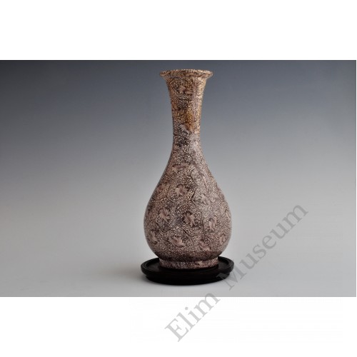 1659 A marbled glaze (Jiao-tai)long neck vase   